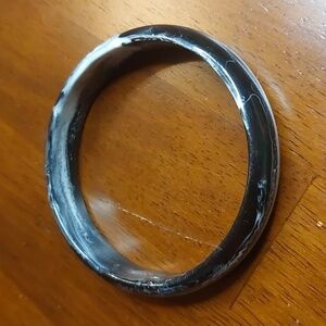 Plus Size Black White Marbled Plastic Bangle Bracelet approx 9 inches around